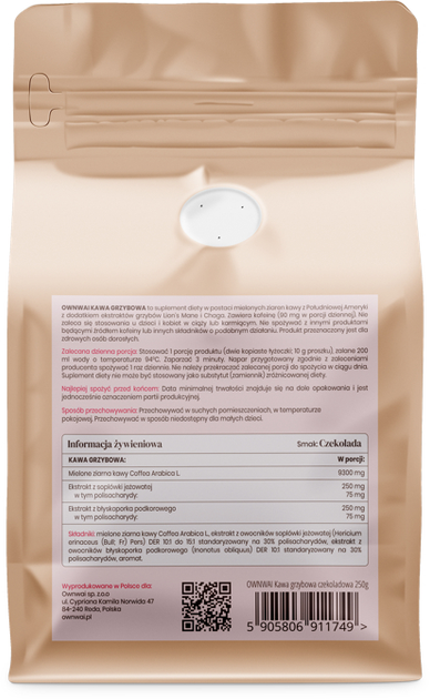 Kawa mielona OWNWAI grzybowa Smak czekoladowy 250 g (5905806911749) - obraz 2