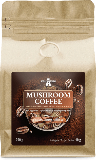 Мелена кава Apollo's Hegemony Mushroom Coffee Смак шоколаду 250 г (8721077931708) - зображення 1