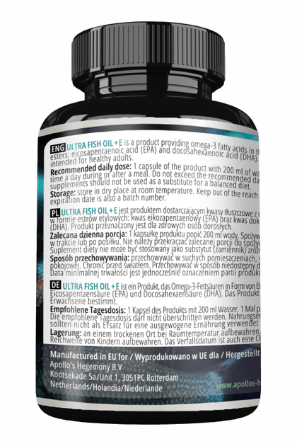 Suplement diety Apollo's Hegemony Ultra Fish Oil + E 180 kapsułek (8721077930046) - obraz 3
