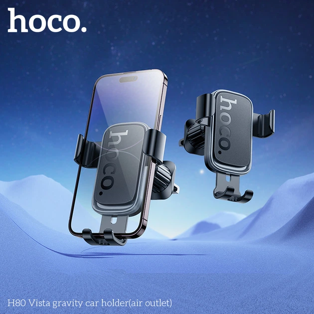 Автотримач для телефона HOCO H80 Vista gravity car holder (air outlet) Black Metal Gray (6942007647908) - Фото 8 Автотримач для телефона HOCO H80 Vista gravity car holder (air outlet) Black Metal Gray (6942007647908) - изображение 8