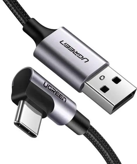 Кабель UGREEN US284 Angled USB-C Male To USB2.0 A Male 3A Data Cable(90°Angle) 0,5m - зображення 2