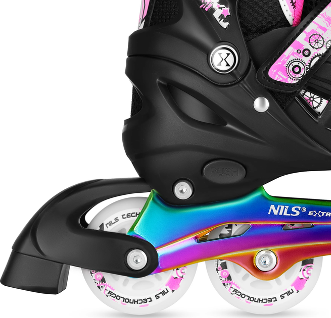 Łyżworolki LED Nils EXTREME 4w1 NH10905 35-38 M Czarno-różowe (5908261684371) - obraz 4