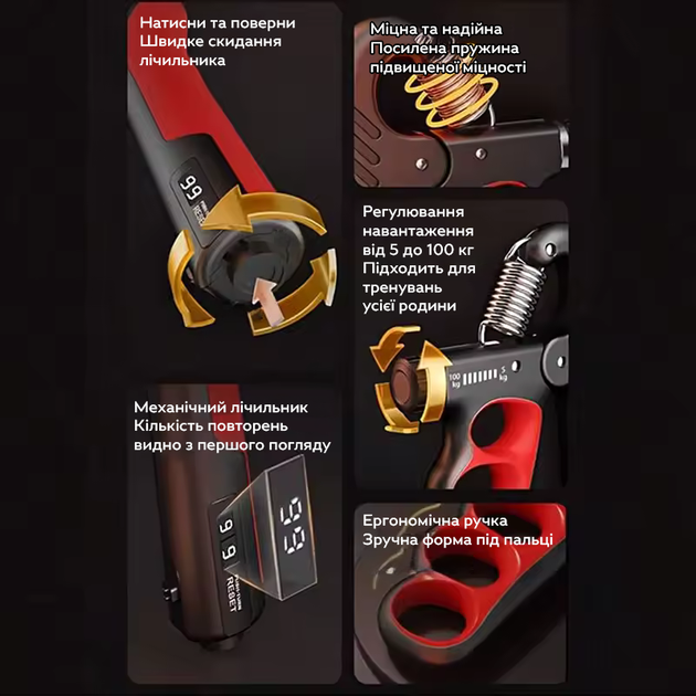 Эспандер с встроенным счётчиком WLQ4-Red Красный - изображение 6
