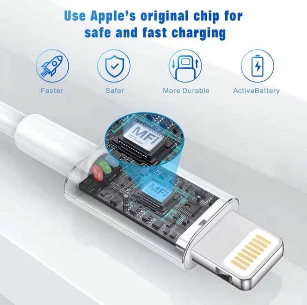 Зарядной кабель для Apple iPhone, USB Type-A/Lightning (1 метр) - Фото 7 Зарядной кабель для Apple iPhone, USB Type-A/Lightning (1 метр) - изображение 7