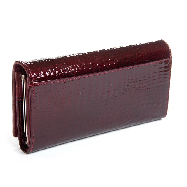 Женский классический кожаный кошелек Sergio Torretti лаковая кожа серии Croco PR-250824-40786 бордовый - Фото 3 Женский классический кожаный кошелек Sergio Torretti лаковая кожа серии Croco PR-250824-40786 бордовый - изображение 3