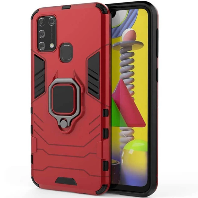 Ударопрочный чехол Transformer Ring for Magnet для Samsung Galaxy M30s / M21 Красный / Dante Red Без бренда - Фото 1 Ударопрочный чехол Transformer Ring for Magnet для Samsung Galaxy M30s / M21 Красный / Dante Red Без бренда - изображение 1