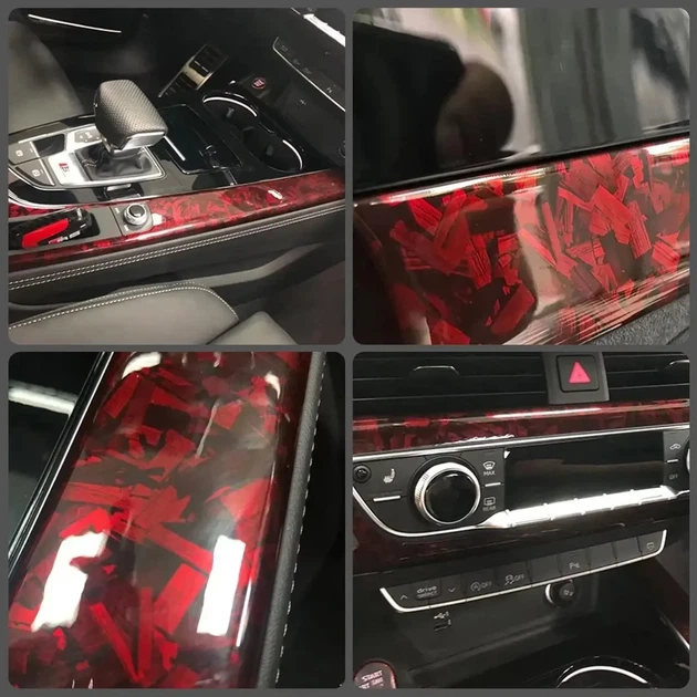 Защитная виниловая пленка для авто мотоцикла ширина 10 см длина 150 см Flower Carbon Red - изображение 2