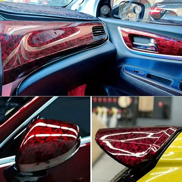 Защитная виниловая пленка для авто мото ширина 10 см длина 150 см Flower Carbon Red - изображение 6