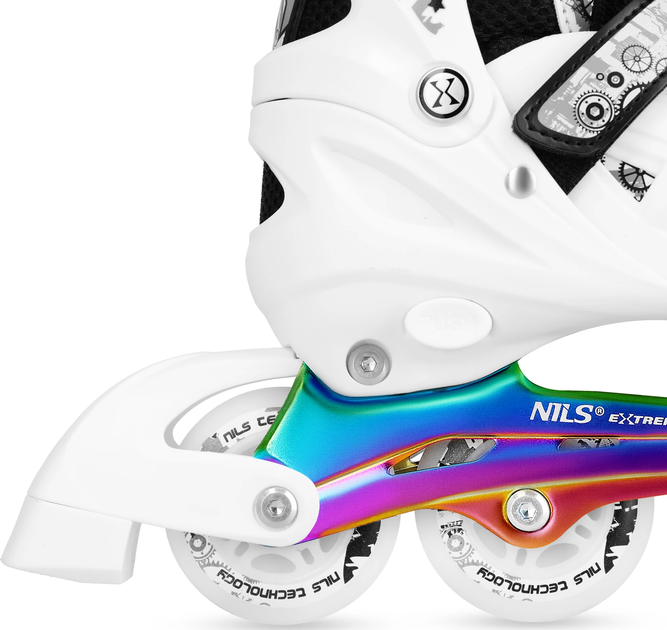 Роликові ковзани LED Nils EXTREME 4в1 NH10905 31-34 S Біло-чорні (5908261684395) - зображення 5