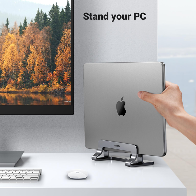 Stojak pionowy na laptopa Ugreen LP258 Vertical Laptop Stand Gray (6957303824717) - obraz 3