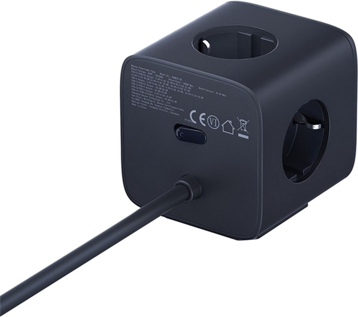 Мережевий фільтр Baseus EnerFill FA11 Cube Power Strip 3AC+1U+1C 67W 1.5m EU Cosmic Black (6932172687526) - зображення 3