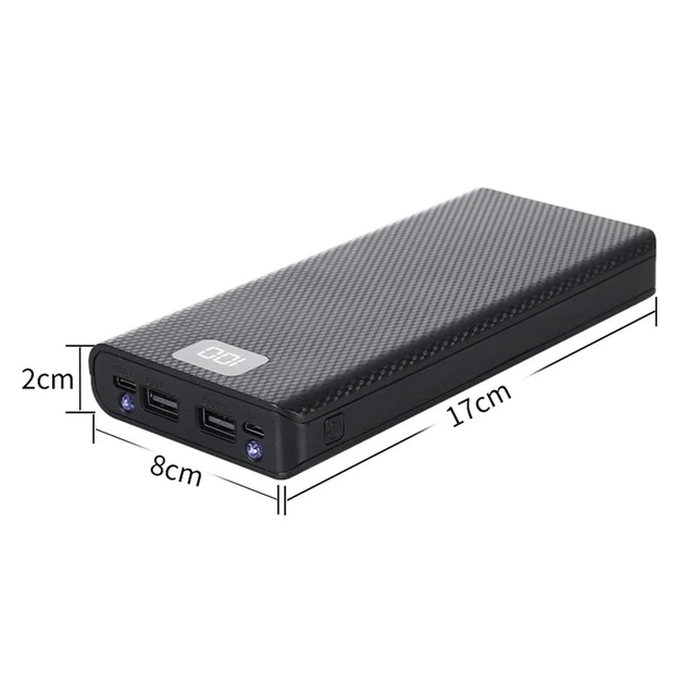 Корпус повербанка DIY C18, 8x18650 (Up To 20000mAh) LED Number Display Type-C, MicroUSB, 2xUSB out 10W, Torchlight, Black - изображение 4