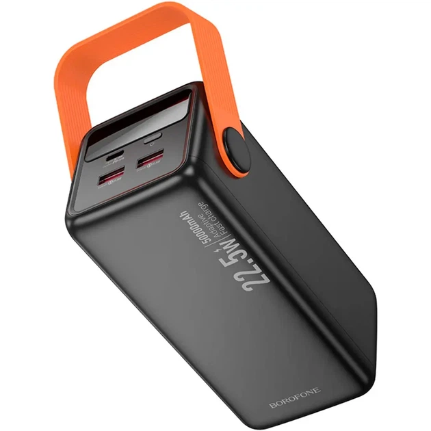 Power bank BOROFONE BJ66A 50000mAh Magnifico PD20W QC3.0 2USB type-c Led Lamp чорний - Фото 9 Power bank BOROFONE BJ66A 50000mAh Magnifico PD20W QC3.0 2USB type-c Led Lamp чорний - зображення 9