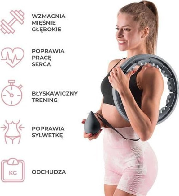 Хула-хуп HMS HHW06 з гравітаційною кулею, лічильником і поясом BR163 Black Plus Size Чорний (5907695558173) - зображення 11