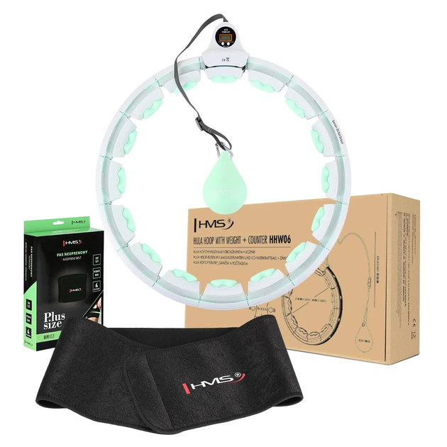 Hula-hop HMS HHW06 z piłką grawitacyjną, licznikiem  i pasem BR163 Black Plus Size Zielony (5907695558197) - obraz 1