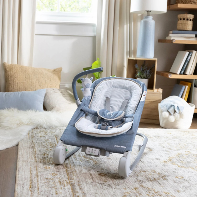 Leżaczek Ingenuity Parker-Chambray z technologią Happy Belly Niebieski (16853) (074451168541) - obraz 3