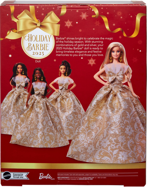 Lalka kolekcjonerska Barbie Świąteczna – blondynka (JBH95) (194735260966) - obraz 7
