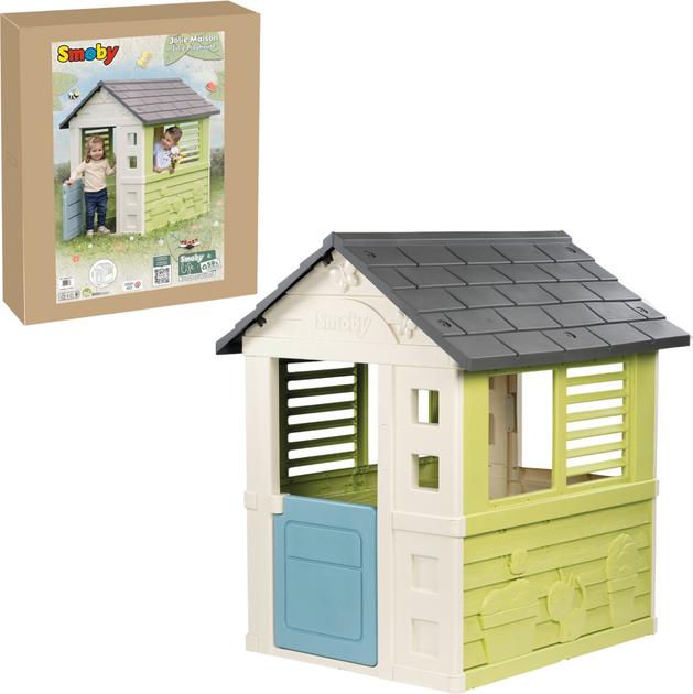 Domek Smoby Toys Life Tęczowy z okiennicami 110x98x127 cm (7600810737) (3032168107373) - obraz 1