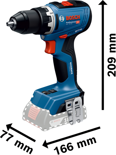 Akumulatorowa bezszczotkowa wiertarko-wkrętarka Bosch GSR 18V-65 Solo (06019N3200) - obraz 3