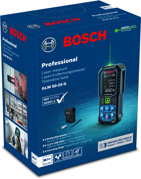 Лазерний далекомір Bosch Professional GLM 50-25 G з чохлом і батарейками (0601072V00) - зображення 4