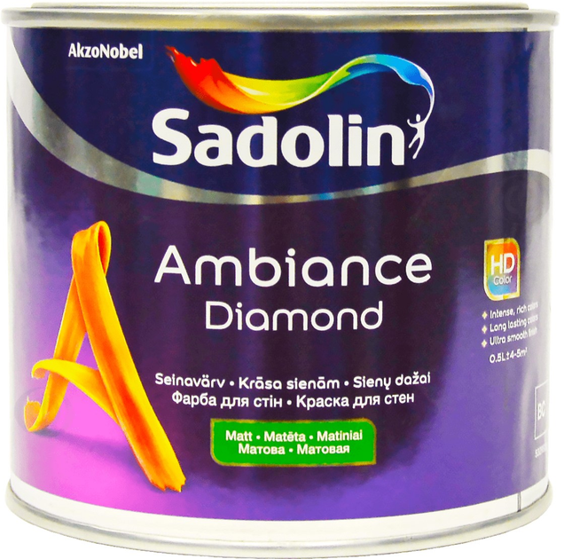 Фарба Sadolin Ambiance Diamond для стін і стелі матова Біла BW 0.5 л (5329515) - зображення 1