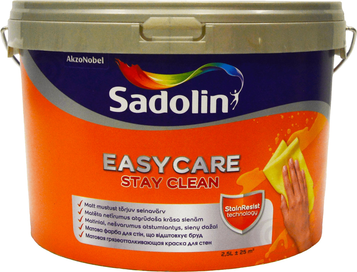 Farba Sadolin EasyCare do ścian i sufitu odporna na zabrudzenia matowa Bezbarwna BC 2.33 l (5270876) - obraz 1