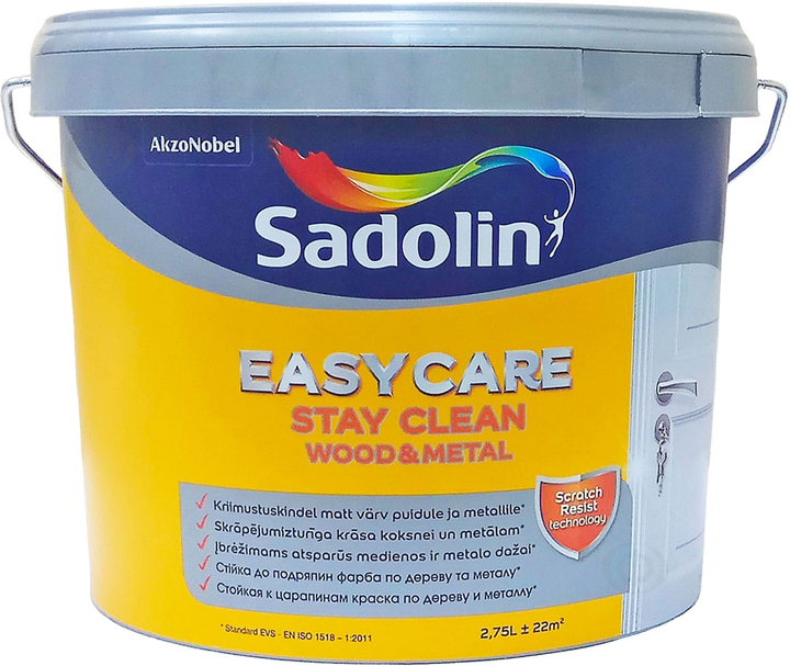 Фарба Sadolin EasyCare Wood&Metal для дерева та металу напівматова Біла BW 2.75 л (5599755) - зображення 1