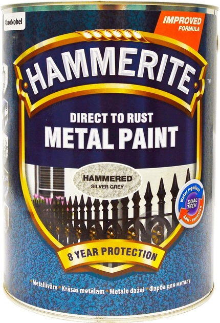 Фарба Hammerite Metal Paint Hammered — глянсова алкідна фарба для металу, захисна, чорна, 5 л (5126349) - зображення 1