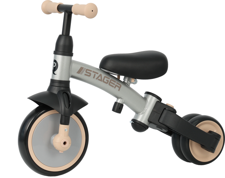 Rowerek biegowy Qplay Stager 3 w 1 z uchwytem Srebrny (T80STAGERSilver) - obraz 2