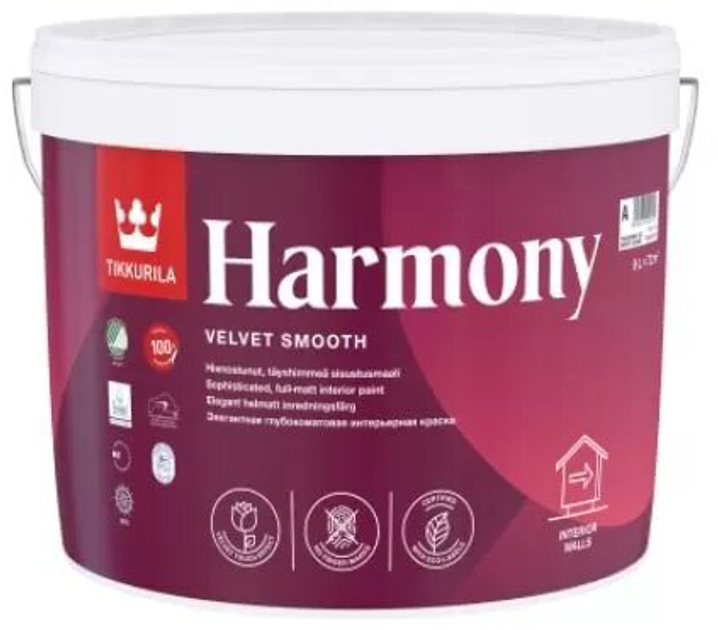 Фарба для інтер\'єрів Tikkurila Harmony глибоко матова екологічна 0.9 л Біла (6408070020548) - зображення 1