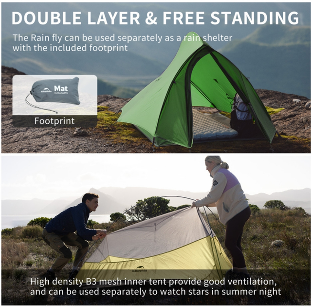 Намет надлегкий двомісний Naturehike Cloud Up Pro Темно-зелений CNK2350WS020 (6927595798737) - зображення 4