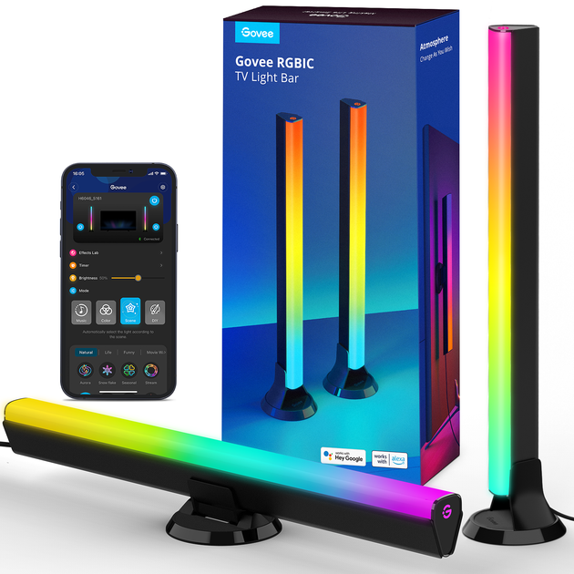 Набір підсвічування Govee Flow Plus Light Bars RGBIC Wi-Fi/Bluetooth Чорний (H6046311) - зображення 2