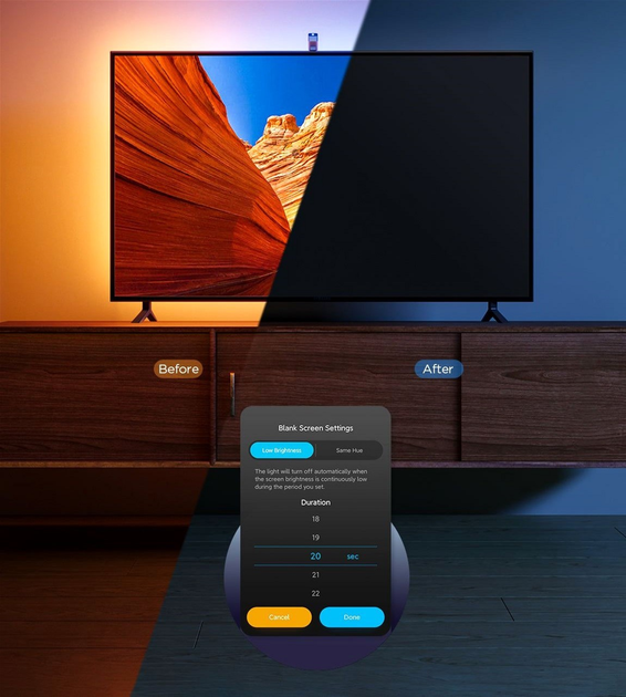 Zestaw oświetlenia adaptacyjnego Govee Backlight 3 Lite 40-50', RGBICW, WI-FI/Bluetooth Czarny (H60973D1) - obraz 9