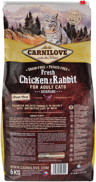Сухий корм для дорослих кішок Carnilove Fresh Gourmand з куркою і кроликом 6 кг (8595602527410) - зображення 2