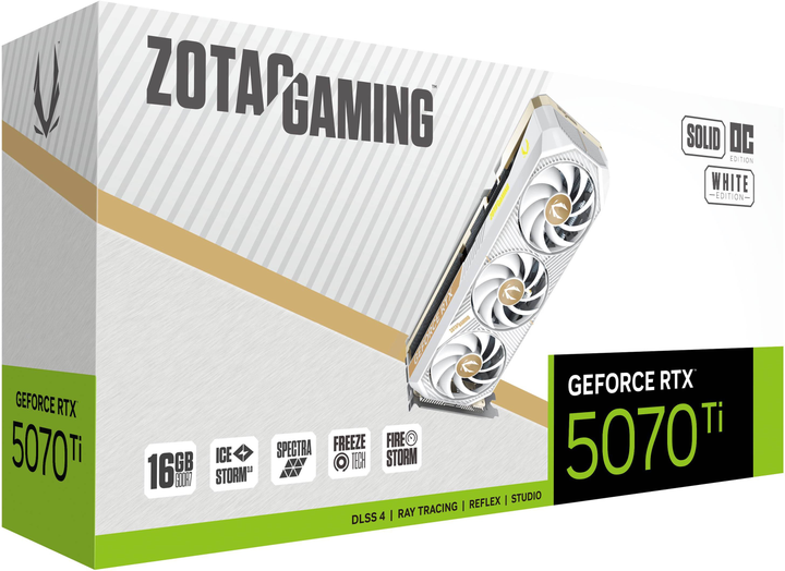 Відеокарта Zotac PCI-Ex GeForce RTX 5070 Ti SOLID Core OC 16GB GDDR7 (256bit) (2482/28000) (HDMI, 3 x DisplayPort) White (ZT-B50710Q2-10P) - зображення 7