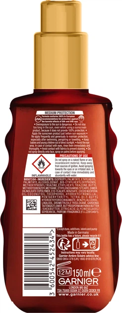 Сонцезахисна олія-спрей Garnier Ambre Solaire SPF15 150 мл (3600542452434) - зображення 2