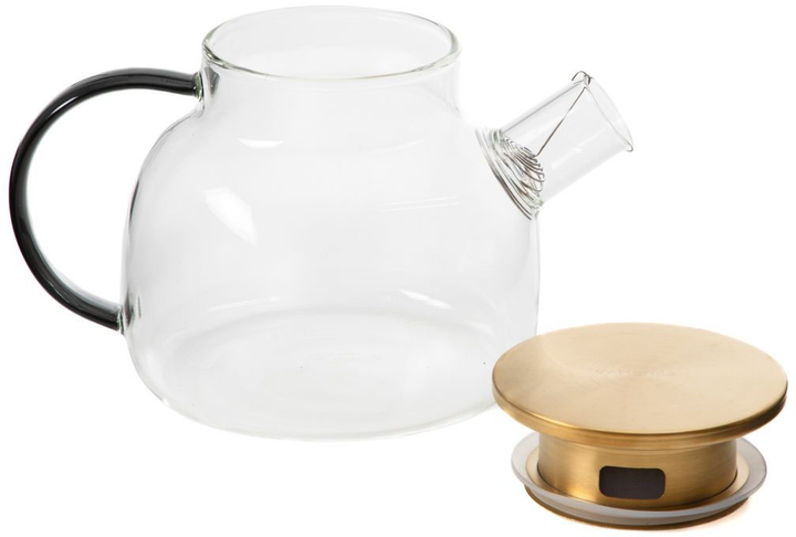 Dzbanek Homla Kubbe szklany ze złotym wieczkiem 1 l (5904183888842) - obraz 3