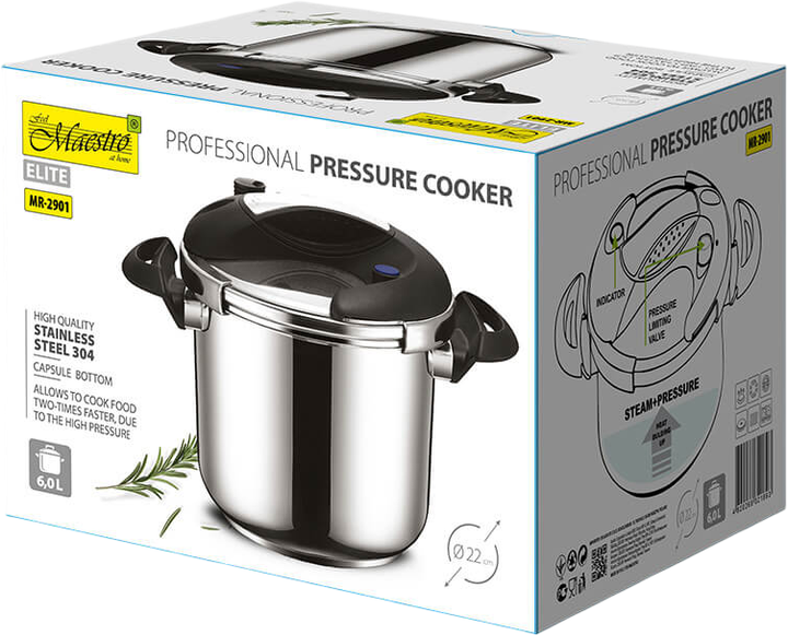 Szybkowar Maestro 22 cm 6 l (4820268321893)  - obraz 4