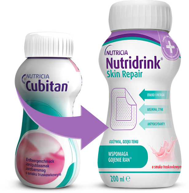 Preparat odżywczy Nutricia Nutridrink Skin Repair Truskawka 4 szt x 200 ml (8716900583209) - obraz 2