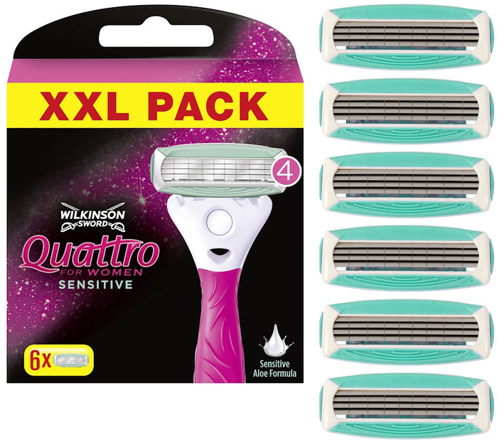 Набір змінних картриджів для гоління Wilkinson Sword Quattro для жінок XXL 6 шт (4027800714735) - зображення 1
