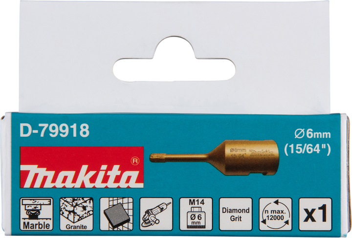 Diamentowe wiertło rdzeniowe Makita 6 mm D-79918 (197050358097) - obraz 1