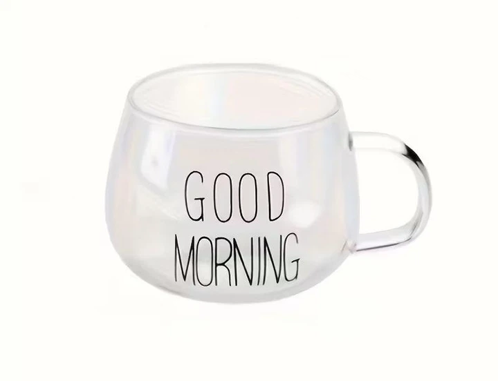 Стеклянная чашка Avtoaks с двойными стенками и надписью "Good Morning" ручная работа 450 мл - Фото 1 Стеклянная чашка Avtoaks с двойными стенками и надписью "Good Morning" ручная работа 450 мл - изображение 1