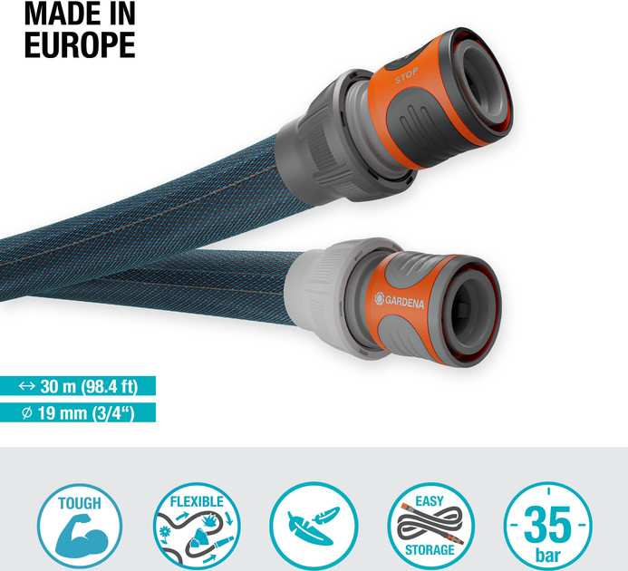 Текстильний шланг Gardena Liano Xtreme 19 мм (3/4") 30 м (18484-20.000.00) - зображення 5