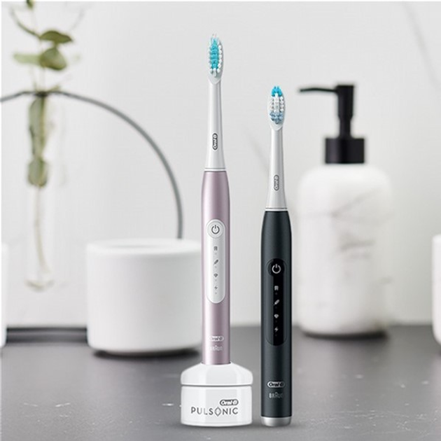 Набір електричних зубних щіток Oral-B Pulsonic Slim Luxe 4900 Чорна/Рожева - зображення 9