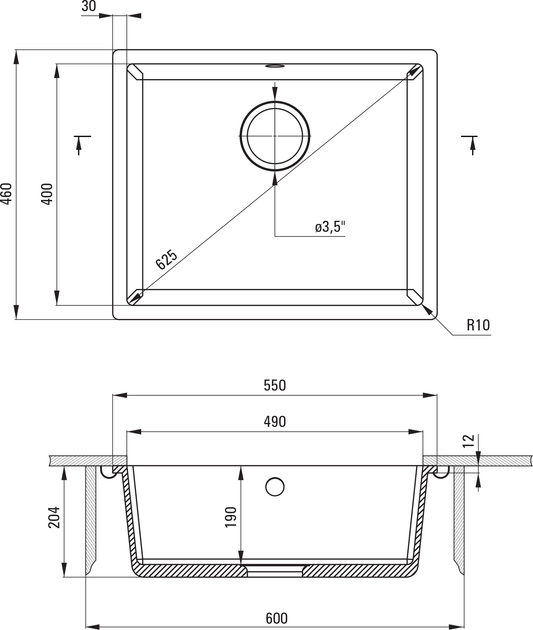 Zlew kuchenny Deante Corda 550x460x204 mm (ZQA_T10C) - obraz 2
