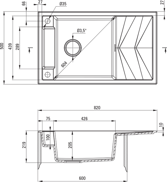 Zlew kuchenny Deante Magnetic 820x500x219 mm (ZRM_A113) - obraz 2