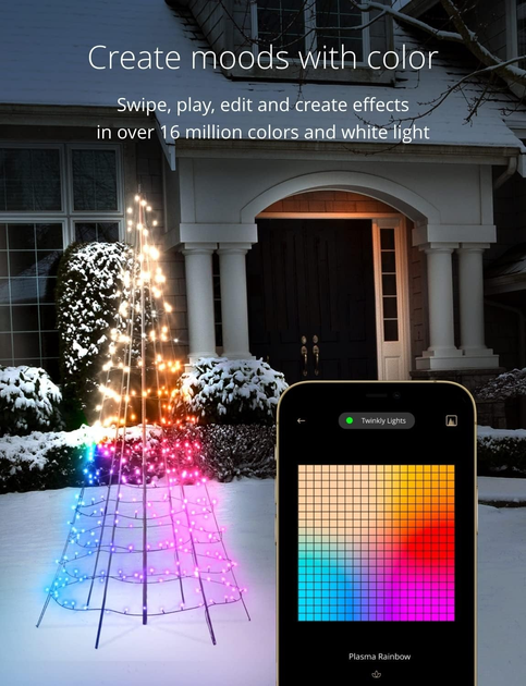 Świecące drzewko LED Smart Twinkly Light tree RGBW 300 Gen II IP44 2 m (TWP300SPP-BEU) - obraz 4