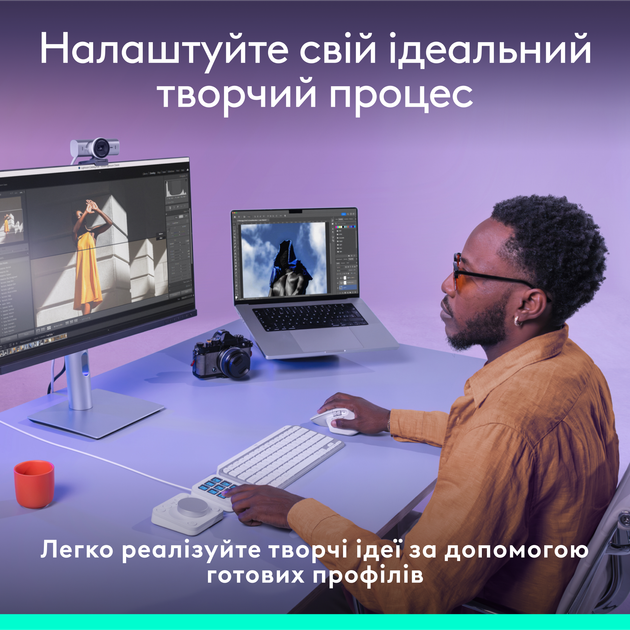 Консоль Logitech MX Creative Console Bluetooth/USB Pale Grey (920-012932) - Фото 3 Консоль Logitech MX Creative Console Bluetooth/USB Pale Grey (920-012932) - изображение 3