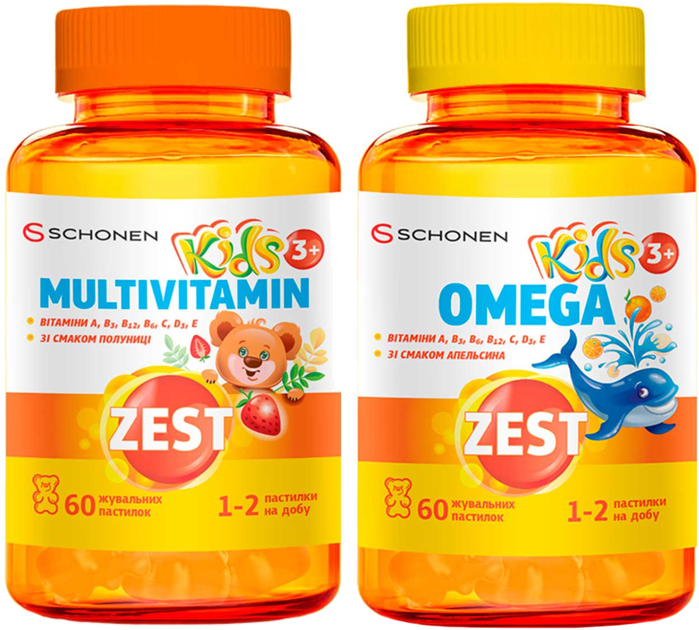 Набор для детей Zest: Kids мультивитамин 60 жевательных пастилок +