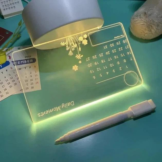 Дошка-планер світлодіодна Led для нотаток малювання маркером usb світильник 3D - зображення 4
